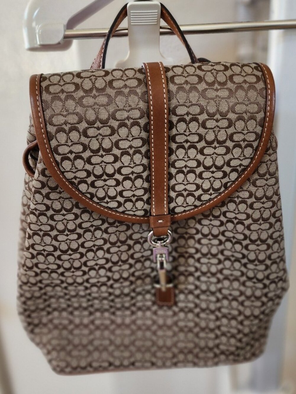 Vintage COACH Legacy Signature Backpack Model 6342 Monogram Canvas Leather Trim